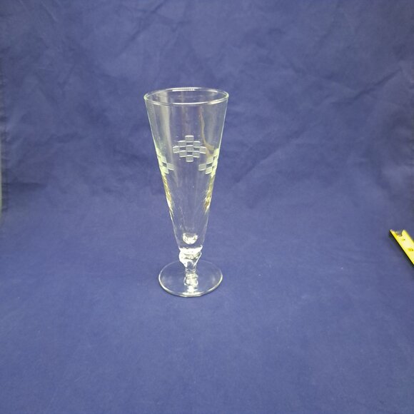 Anchor Hocking Cubist Pilsner Glass Clear Etched Design Collectible Drinkware - Picture 3 of 11